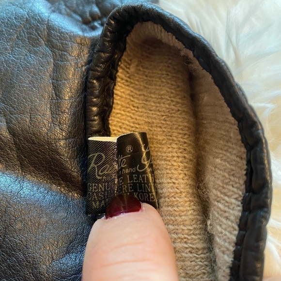 Vintage Van Raalte Black Leather Cashmere Lined Long Gloves Size Small - Picture 5 of 6